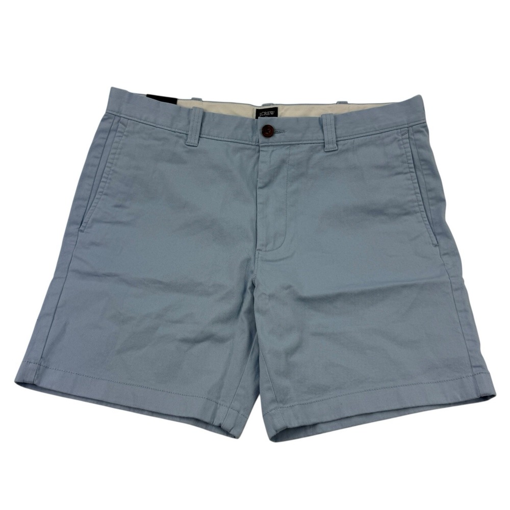 J.Crew Flat Front Chino Shorts Light Blue Cotton Elastane Men's Size 34x7 NWT
